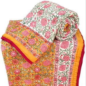 Couette de reine 100% coton faite à la main respirante légère imprimée de style traditionnel simple et fabriquée à la main - Product Image 1