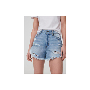 Ensemble 2 pièces pour femmes maigres de haute qualité haut court à col rond et short de survêtement taille haute avec décoration de boutons - Product Image 2