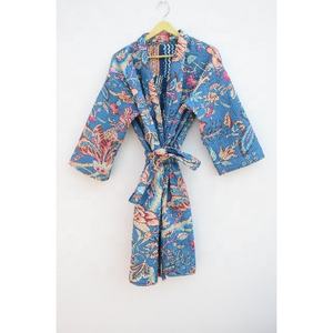 Indian 100% Cotton Jackets Floral Patchwork Print Jacket With Belt Handmade Winter Kantha Jacket <b>Coat</b> - Product Image 2