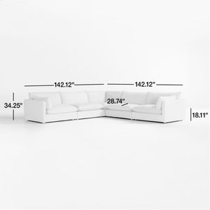 Unwind 5-Piece L-Shaped Microfiber <b>Slipcovered</b> Sectional <b>Sofa</b> Modular Home Furniture <b>for</b> Living Room - Product Image 3