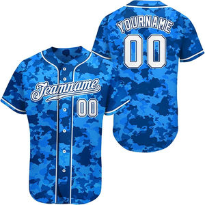 Maillot de baseball camouflage imprimé en gros pour hommes, uniforme sportif d'équipe, séchage rapide, antibactérien, en polyester avec maille cousue - Product Image 3
