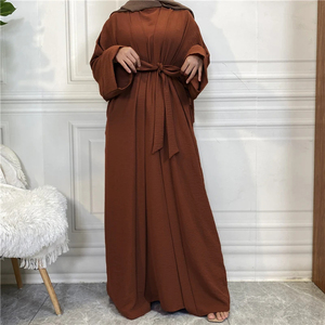 Abaya Islámica Modesta para Mujer, de Alta Calidad, Mezcla de Poliéster y Algodón, Manga Larga, Cinturones Ajustables - Product Image 3