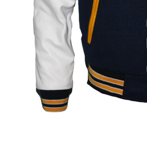 Chaqueta universitaria de béisbol con bordado de chenilla de lana y logotipo personalizado para hombre, chaquetas de hombre con letras de manga de cuero en blanco Vintage para hombre - Product Image 3