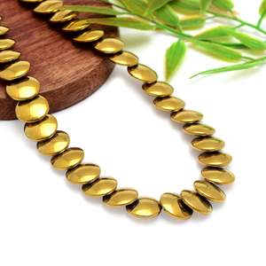 Perles d'hématite dorées métalliques en forme de pièce de monnaie 3x8mm, 68 pièces par brin, emballées dans un sac pour la fabrication de bracelets - Product Image 2