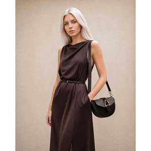 Sac bandoulière structuré en cuir suédé Dollaro véritable AP IDEA MODA, motif géométrique, détail chaîne - Style Normcore/Minimaliste - Product Image 2