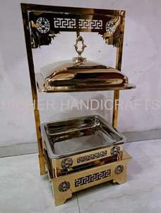 Plato de frotamiento de cobre más vendido Plato para servir comida caliente Buffet elegante 6-8 LTR Capacidad Suministros de utensilios de catering - Product Image 4