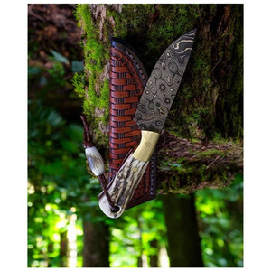 ด้ามจับไม้เขากวางทำด้วยมืองาน OEM ทำจากสแตนเลสเกรดอุตสาหกรรม12นิ้วมีดล่าสัตว์ดีไซน์ฝนตกรับประกัน3ปีสำหรับ DIY - Product Image 6