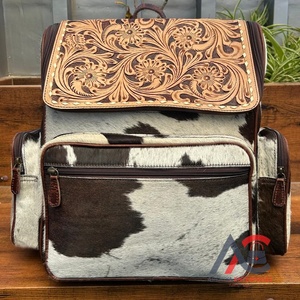 Mochila de pañales de cuero de gran capacidad para mujer, mochilas de viaje multifuncionales de piel de vaca auténtica al por mayor - Product Image 1