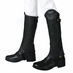 Meilleur Design Demi Chaps en Cuir pour Hommes Impression de Logo Personnalisé Style Occidental Noir Couleur OEM ODM Vente en Gros pour Équitation - Product Image 1