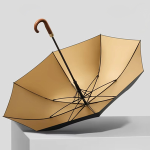 Grand <span class=keywords><strong>parapluie</strong></span> d'affaires à double usage <span class=keywords><strong>Parapluie</strong></span> de golf résistant à la pluie et au vent pour hommes et femmes Manche en bois <span class=keywords><strong>noir</strong></span> Logo personnalisé - Product Image 1