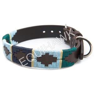 Wholesale Smart Custom Leather Dog Collar with Iron Fitting Thread Knitted Design Personalized <b>Harnesses</b> <b>Leash</b> - Product Image 5