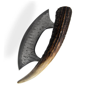 Handmade Damascus Steel Pizza Cutter Knife Professional Customized <b>Axe</b> Head with Wood <b>Handle</b> and Leather Sheath - Product Image 6