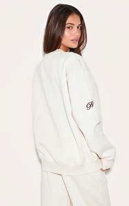 100% algodón logotipo personalizado crema 2 piezas mujer Boxy bordado chándal conjunto de longitud completa mujer 2 piezas Jogger & Sweatsuit conjunto - Product Image 6