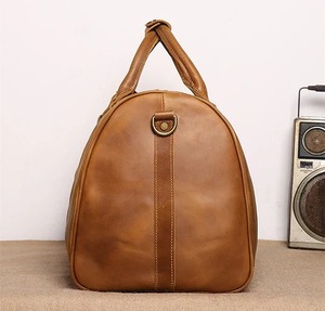 Stock and Custom Vintage <b>Duffle</b> <b>Bag</b> Genuine <b>Leather</b> Zipper Eco-Friendly Reusable Portable Large Capacity for <b>Men</b> and Women - Product Image 4