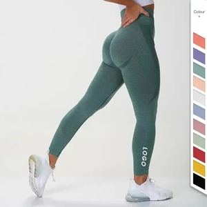Mallas sin costuras personalizadas, mallas de contorno de cintura alta, pantalones de Yoga transpirables para hacer ejercicio, mallas deportivas <span class=keywords><strong>nvgtn</strong></span> para gimnasio - Product Image 1