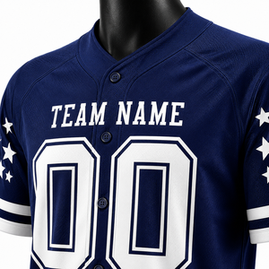 Custom <b>Baseball</b> Jersey Unisex Navy Blue Short Sleeve V-neck Team Name Number Screen Printed Breathable Regular Fit 100% - Product Image 2