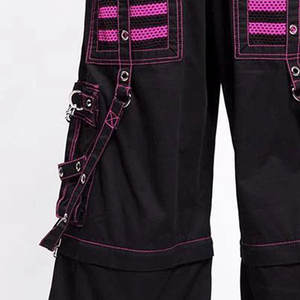 Jean Gothique Noir en Coton pour Homme avec Maille Rose, Pantalon Jupe Baggy Gothique Punk Convertible 2026 - Product Image 6