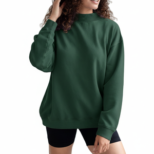 Pull en maille polaire à col montant pour femme, automne-hiver 2026, coupe décontractée, non doublé, écologique, respirant, logo personnalisé sur le devant, haute qualité - Product Image 1