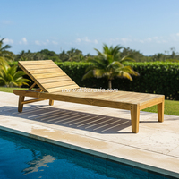 Chaise longue réglable en bois chaise inclinable d'extérieur pour jardin, patio et meubles de piscine