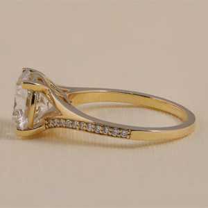 แหวนหมั้นเพชรทรงกลมเพาะเลี้ยงในห้องปฏิบัติการ พร้อมวงแหวนแบบแยกส่วน ตัวเลือกเงินสเตอร์ลิง/ทอง/แพลตตินัม ความใสระดับ VS1/VS - Product Image 4