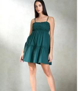 Vestido de verano de algodón con estampado estilo bohemio de bloque de mano indio para mujer, vestido largo corto informal sin tirantes, cintura Natural dulce - Product Image 1