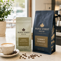Sacs à café personnalisés AT PACK de 250 g et 500 g en PE et PE simple, avec valve et fermeture éclair, pour l'emballage de grains de café torréfiés