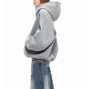 Sudadera con capucha de invierno OEM con cuello alto y cremallera, 100% algodón, impermeable, cortavientos, transpirable, de peso pesado, con logotipo personalizado, cremallera completa, para mujer - Product Image 6