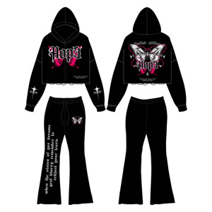 Y2K กางเกงวอร์มขาบานแบบลำลองคุณภาพสูงของผู้หญิงเอวยางยืดเย็บปะติดปะต่อกันชุดฤดูหนาวขาบานแบบเรียงซ้อนสำหรับคนมีน้ำหนักมาก - Product Image 2