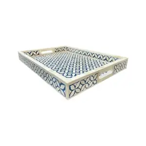 Direct Factory Sale2024 Bone Inlay Plateau pour Collations Aux Fruits Secs Servant Petit Déjeuner Décor Plateau De Stockage Plateaux De Service Fabricant SCI - Product Image 1