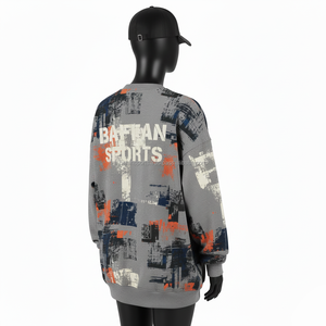 Sweat-shirt oversize pour femme en molleton de coton 300 GSM, gris, marine, orange, imprimé, logo personnalisé, impression sérigraphique, sweat-shirts respirants pour femme - Product Image 5