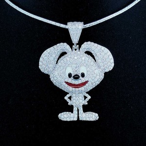 Pendentif Hip Hop en Argent Sterling 925 avec Design Cartoon Mignon, Style Audacieux, Bijou Plaqué Or avec Diamant Moissanite de Laboratoire - Product Image 1