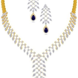 Conjunto de collar de diamantes de diseño moderno y calidad premium, oro amarillo de 14 quilates con corte de pera para bodas, a precio de mayoreo desde India. - Product Image 3
