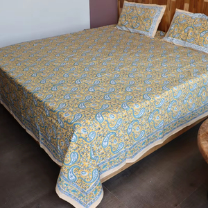 Parure de lit en coton cambriqué imprimé à la main motif floral avec housses de coussin, textile indien, lavable, produit tendance - Product Image 5