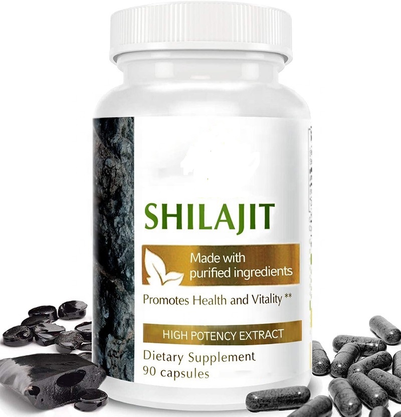 Label Pribadi Kekuatan Ekstra Stamina Kekuatan 500 Mg Organik Shilajit Ekstrak Herbal Softgel Kapsul