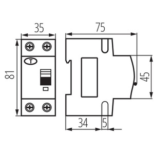 เบรกเกอร์แบบดิฟเฟอเรนเชียล Ideal KRO6 2P 25A รุ่น B25/30 6kA 230V 50Hz - Product Image 2