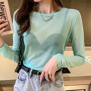 Suéter de manga larga Algodón Jacquard Carta Jersey Top Jersey para mujer en tela de malla - Product Image 1