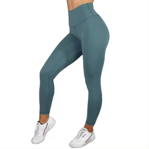Top Trending 2024 Mallas de entrenamiento cepilladas de cintura alta Bolsillos Medias de gimnasio de yoga transpirables Patrón de estampado con cierre de cordón - Product Image 1