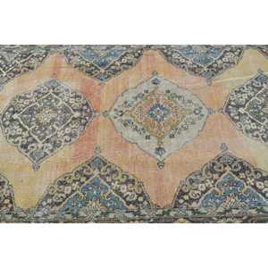 4.7x12 ft Turkish Rug, <b>Yellow</b> Striped Vintage Rug <b>Wool</b> - Product Image 5