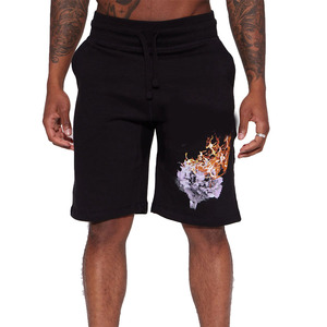 Short de survêtement noir pour hommes 290 GSM sérigraphié short de survêtement personnalisé pour hommes à vendre vente en gros sur mesure - Product Image 5
