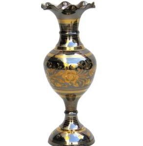 Meilleure vente Vase à fleurs en laiton gravé noir fait à la main meilleure vente vase à fleurs en métal de haute qualité pour les décorations - Product Image 1