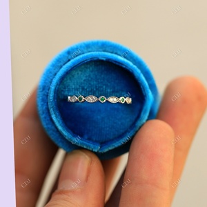 Nouvelle conception demi éternité bague en or blanc bande ronde coupe laboratoire diamant bijoux cadeau fête 925 bague de mariage en argent Sterling - Product Image 4