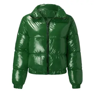 2023 Manteau à bulles brillant et gonflé surdimensionné pour femme en coupe-vent imperméable chaud avec rembourrage en coton solide pour l'hiver.