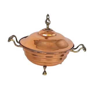 Hotpot fini or rose le plus vendu Casserole en acier faite à la main d'excellente qualité Vaisselle décorative Chauffe-plat en métal avec couvercle - Product Image 1