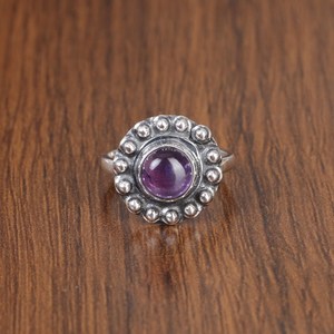Anillo Vermeil Eternity de estilo Vintage hecho a mano, joyería de fiesta personalizable de plata de ley sólida 925 con diamante de piedra preciosa amatista - Product Image 3