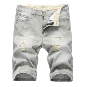 Shorts en jean décontractés pour hommes, tendance estivale, extensibles, respirants, écologiques, fermeture éclair, design personnalisé, dernier modèle, lavés BD - Product Image 1