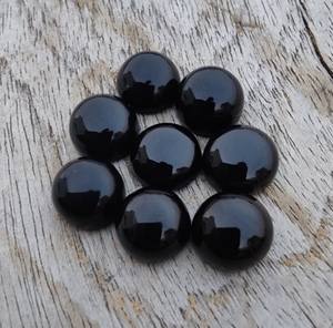 Cabujón redondo de ónix negro Natural, piedra preciosa de corte recto plano para la fabricación de joyas, piedra pulida suave para anillos y colgantes - Product Image 6