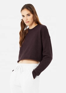 Women's Cropped Crewneck Sweatshirt Soft Custom <b>Crop</b> <b>Top</b> Pullover Breathable 100% Cotton with Customized Color and Logo - Product Image 3