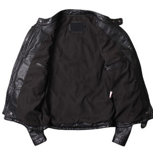 2026 veste en cuir véritable avec logo personnalisé hommes à manches longues coupe ajustée Patchwork printemps mode fermeture éclair veste en cuir pour hommes - Product Image 3