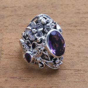 Wholesale Unisex 925 Sterling Silver Boho Style Cocktail <b>Ring</b> Handmade Unique Amethyst Butterfly Design Stylish Fashion <b>Rings</b> - Product Image 5