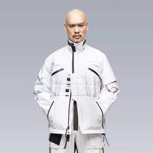 OEM vente en gros personnalisé hommes Cyberpunk Techwear veste noir à capuche imperméable Streetwear longue toile fine épaisseur - Product Image 1
